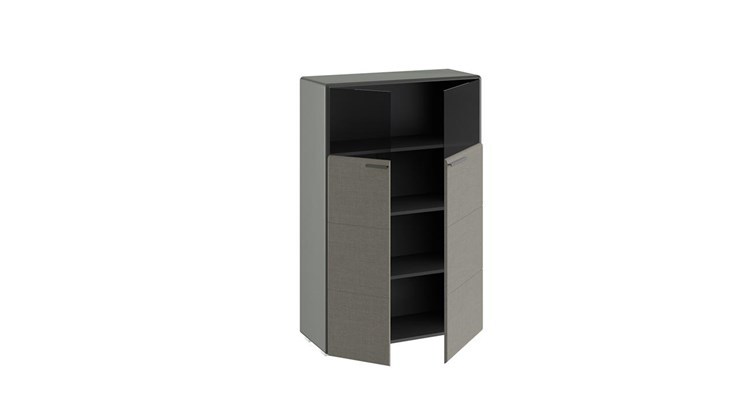 Распашной шкаф Наоми комбинированный двухстворчатый, цвет Фон серый, Джут ТД-208.07.29 в Вологде - изображение 1