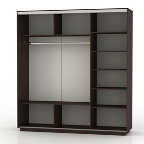 Шкаф 3-створчатый Экспресс (3 зеркала), со стеллажом 2100х600х2400, венге в Вологде - предосмотр 1