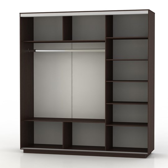 Шкаф 3-створчатый Экспресс (3 зеркала), со стеллажом 2100х600х2400, венге в Вологде - изображение 1