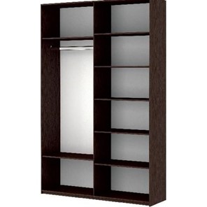 Шкаф 2-створчатый Прайм (Зеркало/Белое стекло) 1600x570x2300, венге в Вологде - предосмотр 1