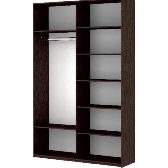 Шкаф 2-створчатый Прайм (Зеркало/Белое стекло) 1600x570x2300, венге в Вологде - изображение 1