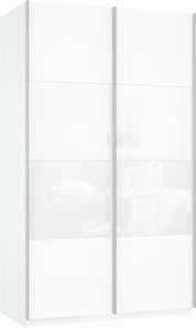 Шкаф-купе 2-х дверный Прайм (ДСП/Белое стекло) 1400x570x2300, белый снег в Вологде - предосмотр 2