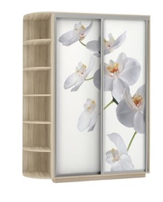 Шкаф двухдверный Экспресс 1500x600x2200, со стеллажом, Орхидея белая/дуб сонома в Вологде