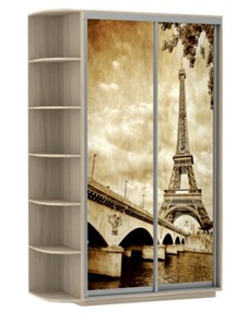 Шкаф 2-створчатый Хит, 1500x600x2200, фотопечать, со стеллажом, париж, шимо светлый в Вологде