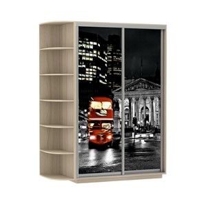 Шкаф 2-дверный Экспресс 1700x600x2200, со стеллажом, Ночной Лондон/шимо светлый в Вологде