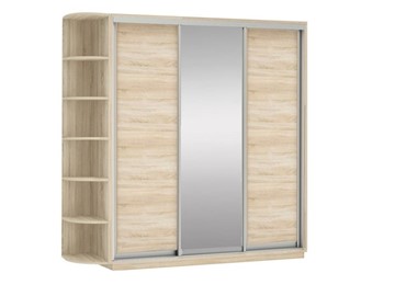 Шкаф 3-х дверный Экспресс (ДСП/Зеркало/ДСП) со стеллажом, 2700х600х2200, дуб сонома в Вологде - предосмотр