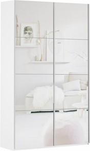 Шкаф 2-х створчатый Прайм (Зеркало/Зеркало) 1600x570x2300, белый снег в Вологде - предосмотр