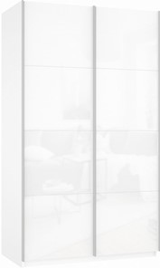 Шкаф Прайм (Белое стекло/Белое стекло) 1400x570x2300, белый снег в Вологде - предосмотр