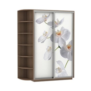 Шкаф Экспресс 1500x600x2200, со стеллажом, Орхидея белая/шимо темный в Вологде