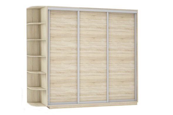 Шкаф 3-дверный Экспресс (ДСП), со стеллажом 2100х600х2200, дуб сонома в Вологде - изображение