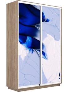 Шкаф 2-х створчатый Экспресс 1200x450x2200, Абстракция бело-голубая/дуб сонома в Вологде