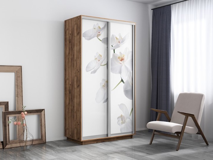 Шкаф 2-дверный Экспресс 1200x450x2200, Орхидея белая/дуб табачный в Вологде - изображение 3