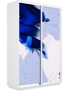 Шкаф 2-створчатый Экспресс 1200x450x2400, Абстракция бело-голубая/белый снег в Вологде