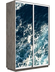 Шкаф двухдверный Экспресс 1200x450x2400, Морские волны/бетон в Вологде