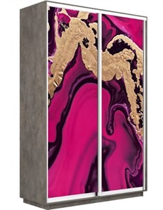 Шкаф 2-х створчатый Экспресс 1200x600x2200, Абстракция розовая/бетон в Вологде
