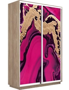 Шкаф 2-х створчатый Экспресс 1200x600x2200, Абстракция розовая/дуб сонома в Вологде