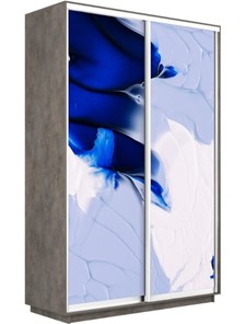 Шкаф 2-х створчатый Экспресс 1400x450x2200, Абстракция бело-голубая/бетон в Вологде - предосмотр
