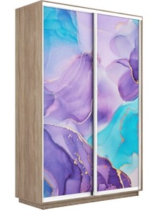 Шкаф 2-створчатый Экспресс 1400x450x2400, Абстракция фиолетовая/дуб сонома в Вологде