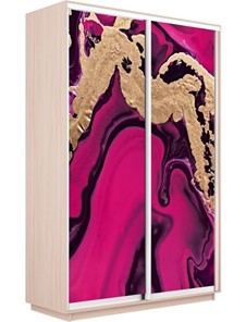 Шкаф 2-х створчатый Экспресс 1400x600x2200, Абстракция розовая/дуб молочный в Вологде - предосмотр