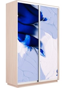 Шкаф 2-створчатый Экспресс 1400x600x2400, Абстракция бело-голубая/дуб молочный в Вологде