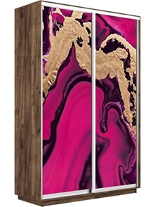 Шкаф 2-створчатый Экспресс 1400x600x2400, Абстракция розовая/дуб табачный в Вологде - предосмотр