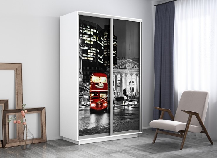 Шкаф 2-х дверный Экспресс 1400x600x2400, Ночной Лондон/белый снег в Вологде - изображение 3