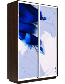Шкаф 2-створчатый Экспресс 1600x450x2200, Абстракция бело-голубая/венге в Вологде - предосмотр