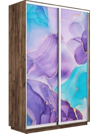 Шкаф 2-х створчатый Экспресс 1600x450x2200, Абстракция фиолетовая/дуб табачный в Вологде - изображение