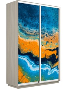 Шкаф 2-дверный Экспресс 1600x450x2200, Абстракция оранжево-голубая/шимо светлый в Вологде