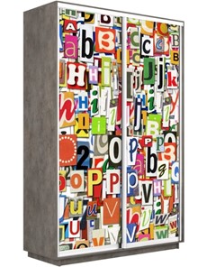 Шкаф 2-створчатый Экспресс 1600x450x2200, Буквы/бетон в Вологде