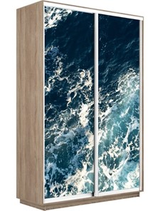 Шкаф 2-створчатый Экспресс 1600x450x2200, Морские волны/дуб сонома в Вологде - предосмотр