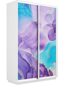 Шкаф 2-х створчатый Экспресс 1600x600x2200, Абстракция фиолетовая/белый снег в Вологде