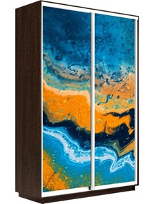 Шкаф 2-створчатый Экспресс 1600x600x2200, Абстракция оранжево-голубая/венге в Вологде - предосмотр