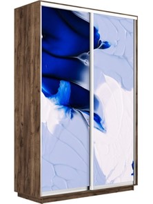 Шкаф двухдверный Экспресс 1600x600x2400, Абстракция бело-голубая/дуб табачный в Вологде