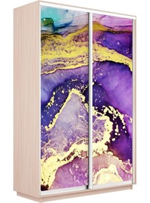 Шкаф Экспресс 1600x600x2400, Абстракция фиолетово-золотая/дуб молочный в Вологде
