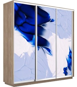 Шкаф 3-дверный Экспресс 1800х450х2200, Абстракция бело-голубая/дуб сонома в Вологде