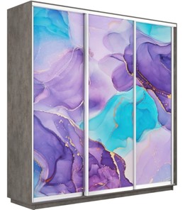 Шкаф 3-х створчатый Экспресс 1800х450х2400, Абстракция фиолетовая/бетон в Вологде