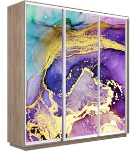 Шкаф Экспресс 1800х450х2400, Абстракция фиолетово-золотая/дуб сонома в Вологде
