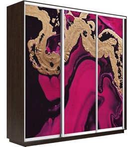 Шкаф трехдверный Экспресс 1800х450х2400, Абстракция розовая/венге в Вологде - предосмотр