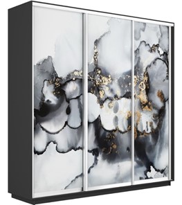 Шкаф 3-х дверный Экспресс 1800х450х2400, Абстракция серая/серый диамант в Вологде