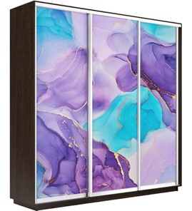 Шкаф 3-створчатый Экспресс 1800х600х2200, Абстракция фиолетовая/венге в Вологде