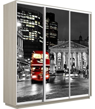 Шкаф-купе трехдверный Экспресс 1800х600х2200, Ночной Лондон/шимо светлый в Вологде - изображение