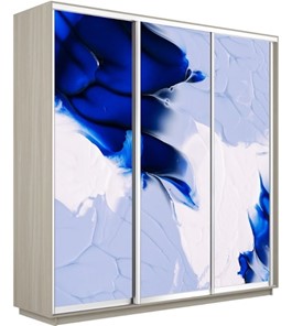 Шкаф 3-створчатый Экспресс 1800х600х2400, Абстракция бело-голубая/шимо светлый в Вологде