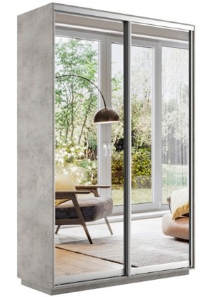 Шкаф двухдверный Экспресс (2 зеркала) 1600x450x2400, бетон в Вологде - изображение