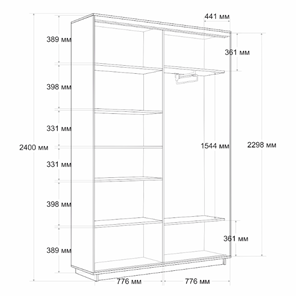 Шкаф двухдверный Экспресс (2 зеркала) 1600x450x2400, бетон в Вологде - предосмотр 6