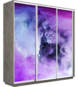 Шкаф 3-х створчатый Экспресс 2400х600х2200, Фиолетовый дым/бетон в Вологде