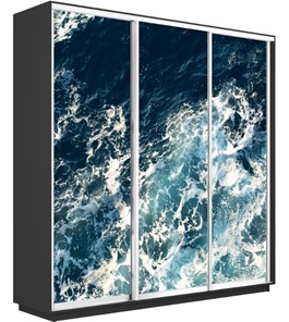 Шкаф 3-дверный Экспресс 2400х600х2200, Морские волны/серый диамант в Вологде