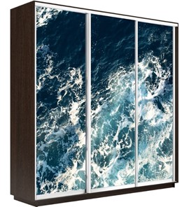 Шкаф 3-створчатый Экспресс 2400х600х2400, Морские волны/венге в Вологде