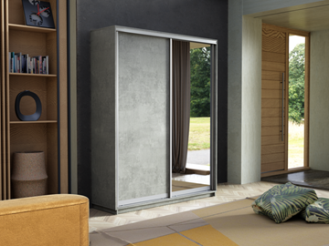Шкаф 2-дверный Экспресс (ДСП/Зеркало) 1200х600х2400, бетон в Вологде - предосмотр 4