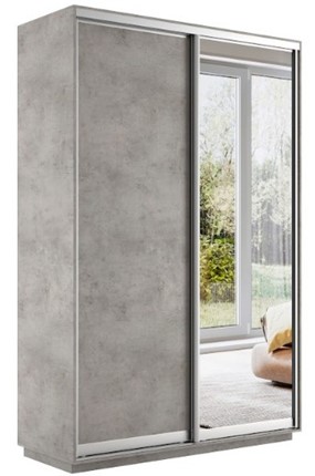 Шкаф 2-дверный Экспресс (ДСП/Зеркало) 1400х450х2200, бетон в Вологде - изображение